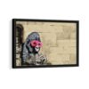 gorilla in a pink mask framed canvas black frame