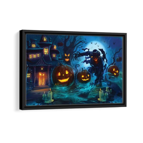 halloween monster framed canvas black frame