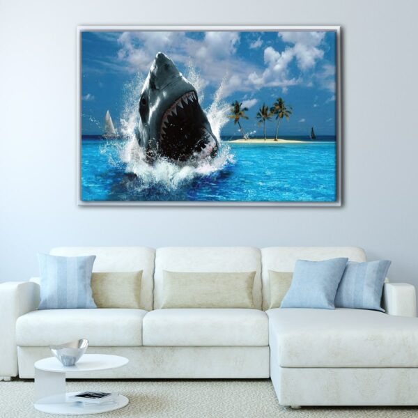 jaws movie floating frame canvas