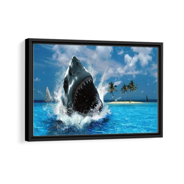 jaws movie framed canvas black frame