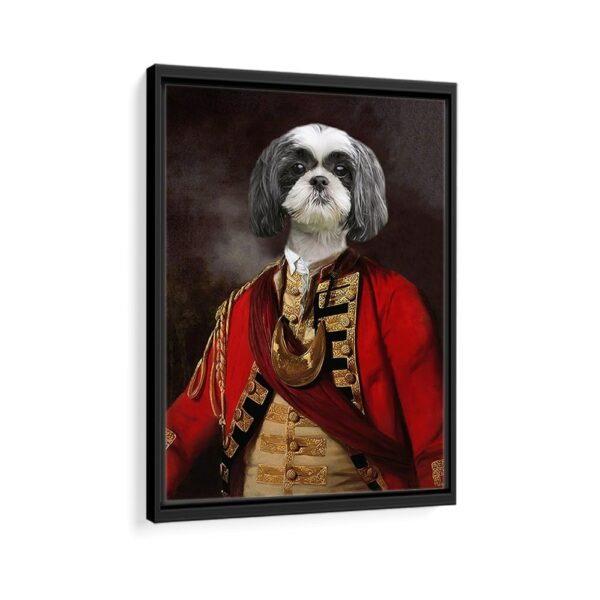 red general pet portrait framed canvas black frame