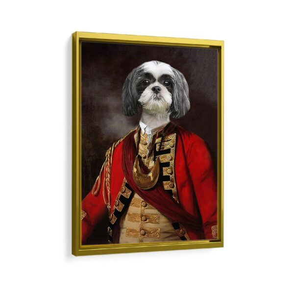 red general pet portrait framed canvas gold frame