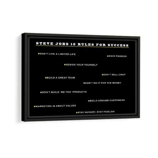 steve jobs 10 rules for success framed canvas black frame