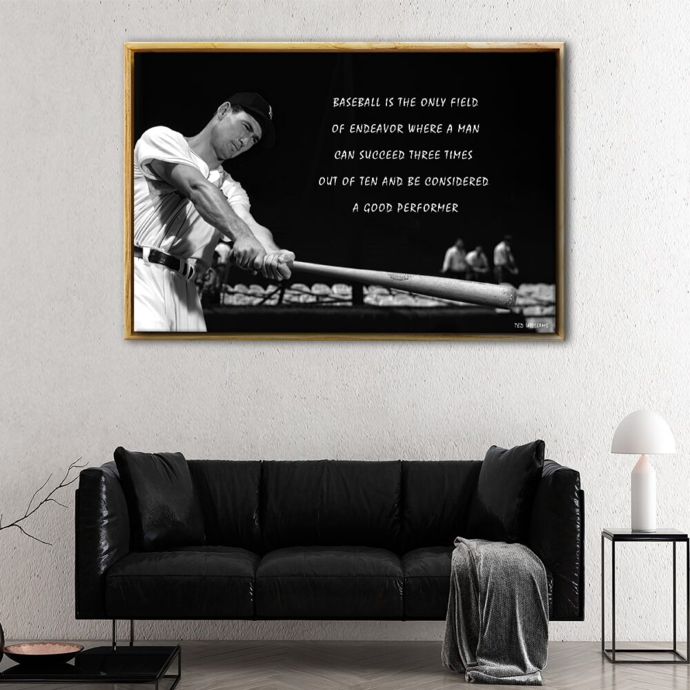 ted williams baseball floating frame canvas