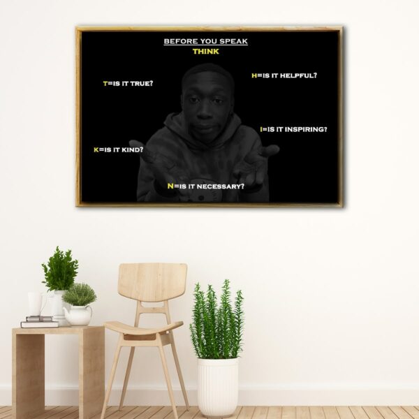 think before you speak floating frame canvas