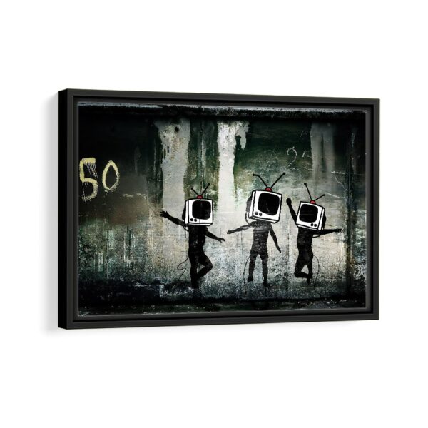 tv head dance framed canvas black frame