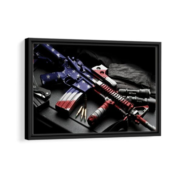 usa M4 gun framed canvas black frame