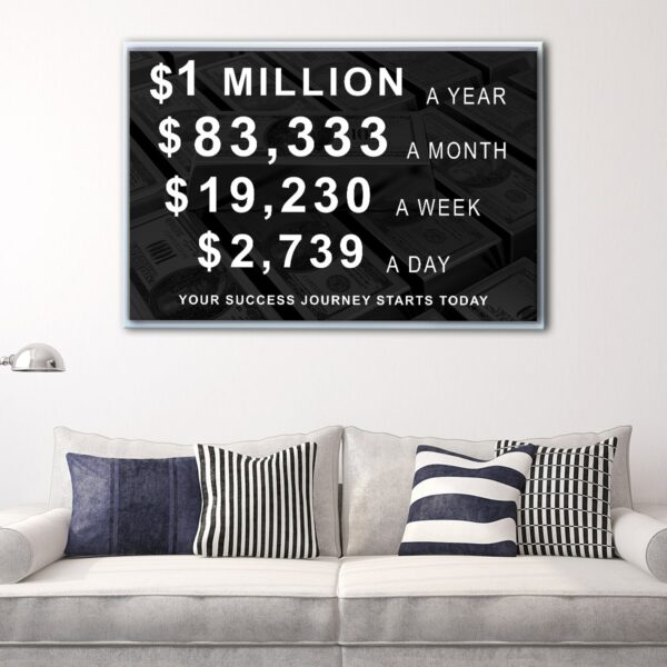 1 million dollars a year floating frame canvas