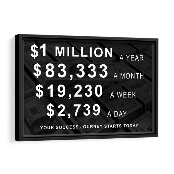 1 million dollars a year framed canvas black frame