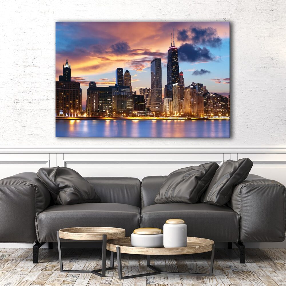 1 panels chicago skyline canvas art