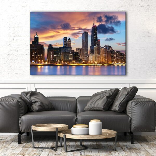 1 panels chicago skyline canvas art