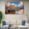 3 panels amsterdam twilight canvas art