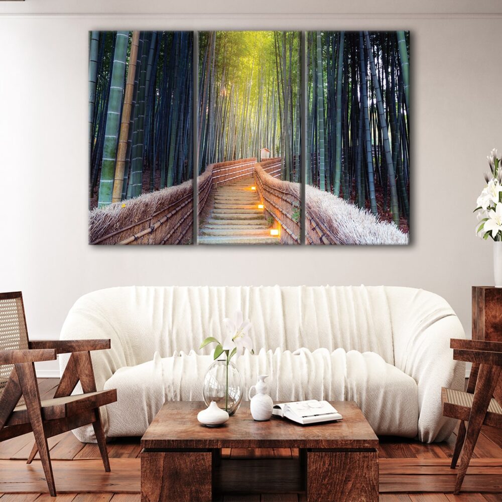 3 panels bamboo forest canvas art