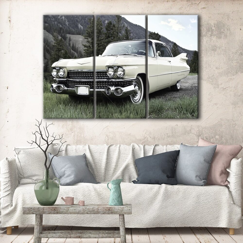 tableau tryptique chevy impala blanche 