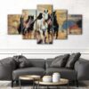 5 panels arabian horses canvas art