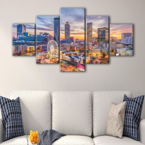 5 panels atlanta skyline canvas art