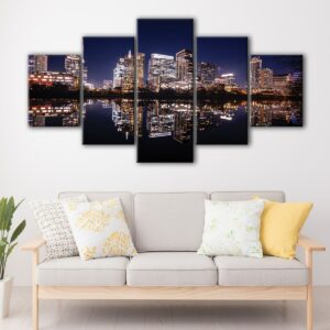 5 panels austin skyline canvas art