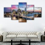 5 panels tower bridge view canvas art