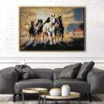 tableau chevaux arabes avec cadre flottant