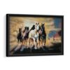 arabian horses framed canvas black frame