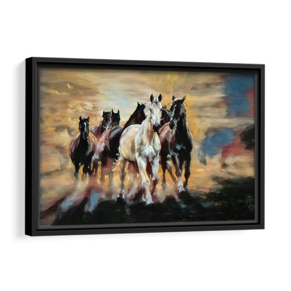 arabian horses framed canvas black frame