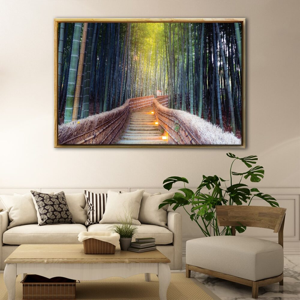 bamboo forest floating frame canvas