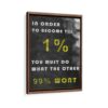 become one per cent framed canvas walnut brown