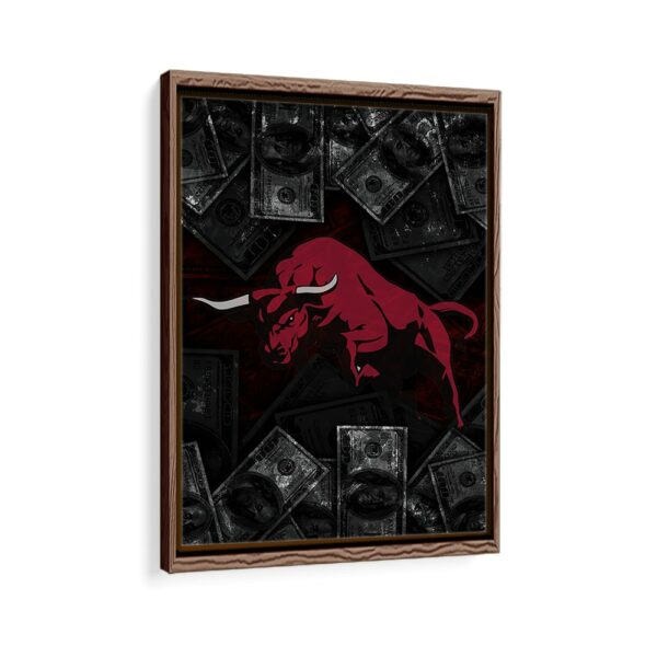 bull market framed canvas walnut brown