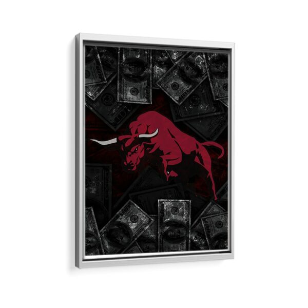 bull market framed canvas white frame