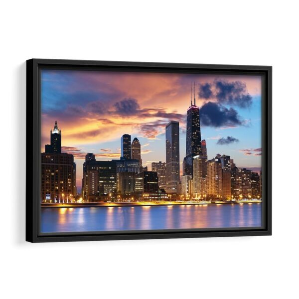 chicago skyline framed canvas black frame