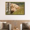 cute highland cattle floating frame canvas