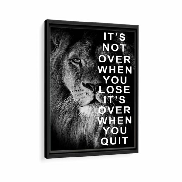 lion motivation quote framed canvas black frame