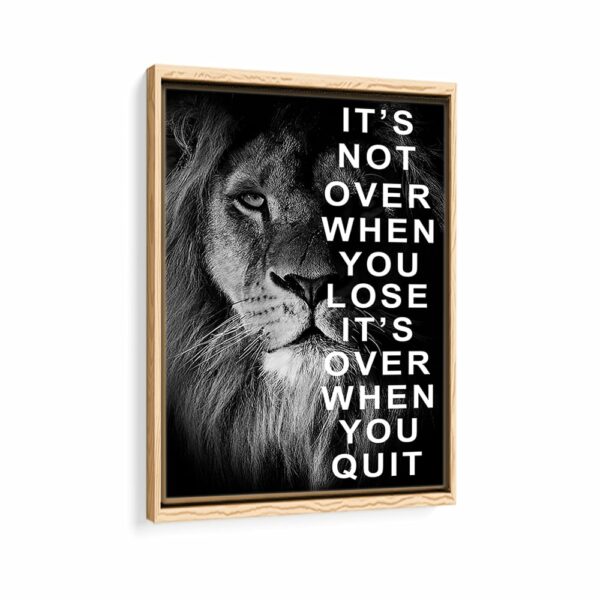 lion motivation quote framed canvas natural beige