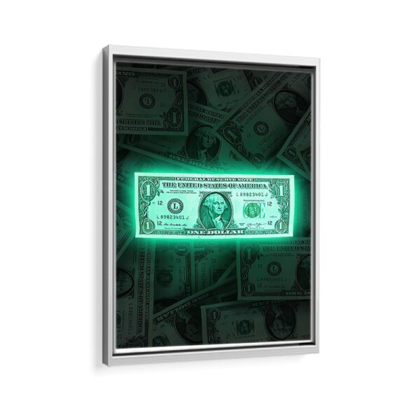 shining money framed canvas white frame