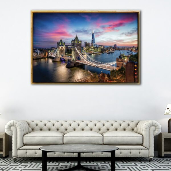 tower bridge view floating frame canvas