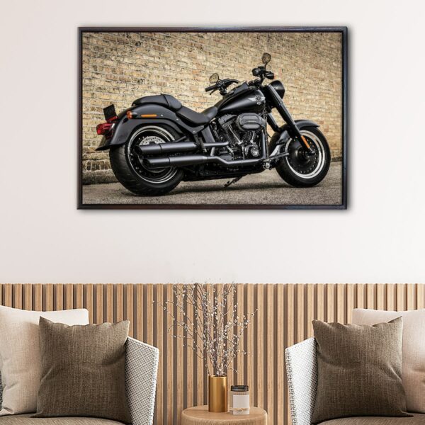 vintage motorcycle floating frame canvas