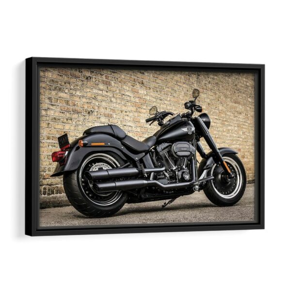 vintage motorcycle framed canvas black frame