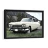 white chevy impala framed canvas black frame