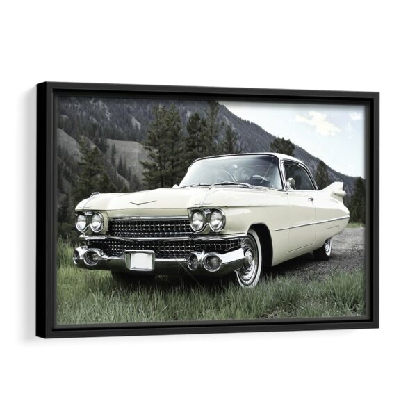 tableau chevy impala blanche avec cadre noir