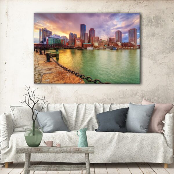 1 panels boston seaside view canvas art