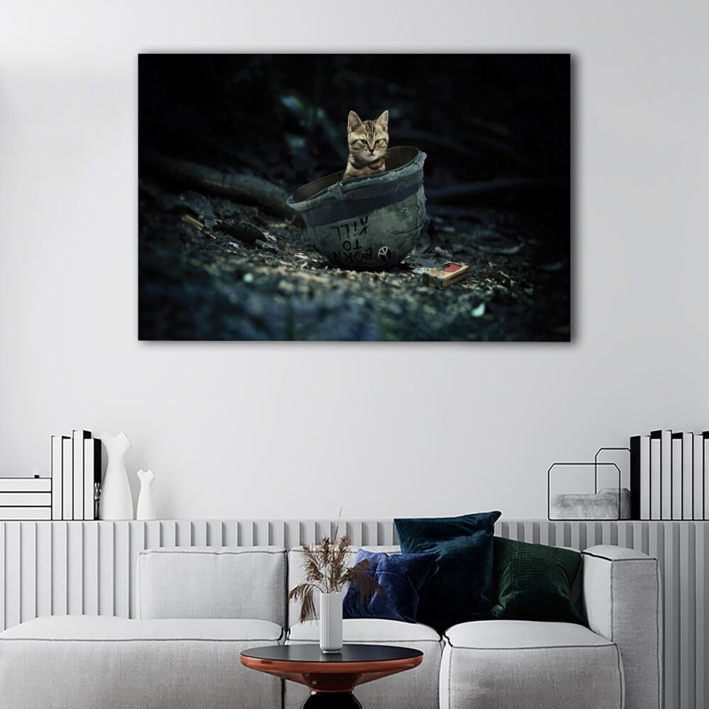 1 panels cat in war canvas art