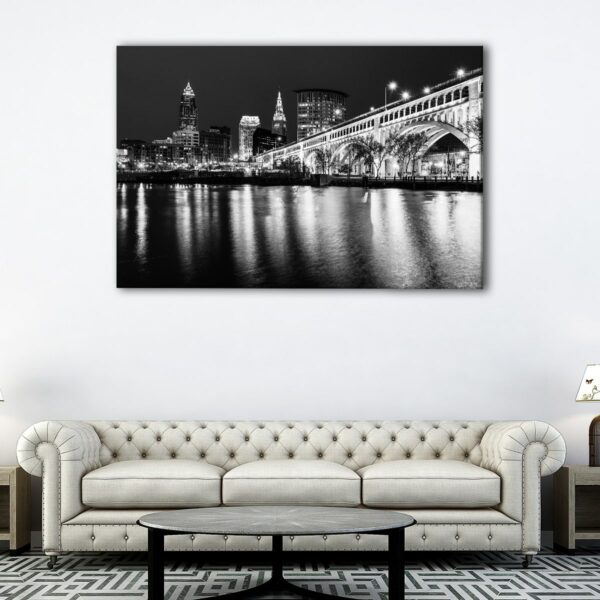 1 panels cleveland black & white skyline canvas art