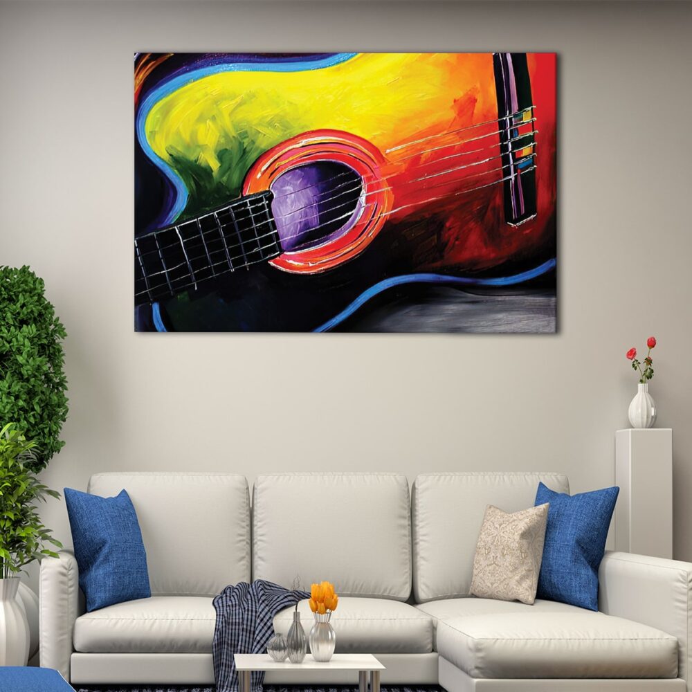 1 panels guitar painting giclee canvas art