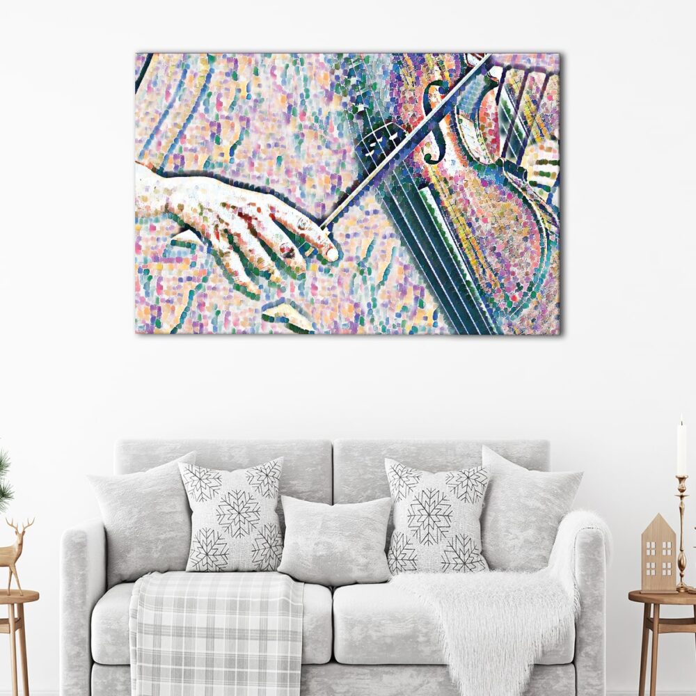 1 panels mosaic violin canvas art