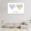 1 panels wedding heart map canvas art