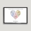 3 cities heart framed canvas black frame