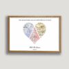 3 cities heart framed canvas natural beige