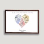 3 cities heart framed canvas walnut brown