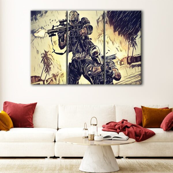 3 panels army of two canvas art