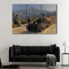 3 panels black warrior car canvas art